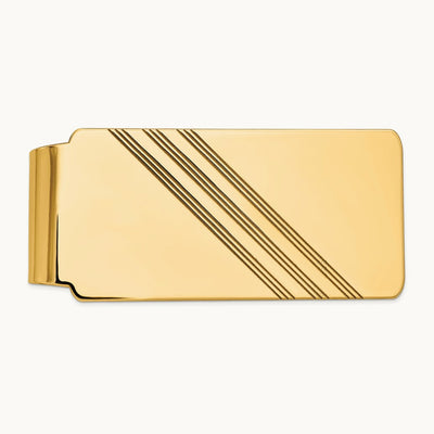 Men's Grooved Polished Money Clip, 14K