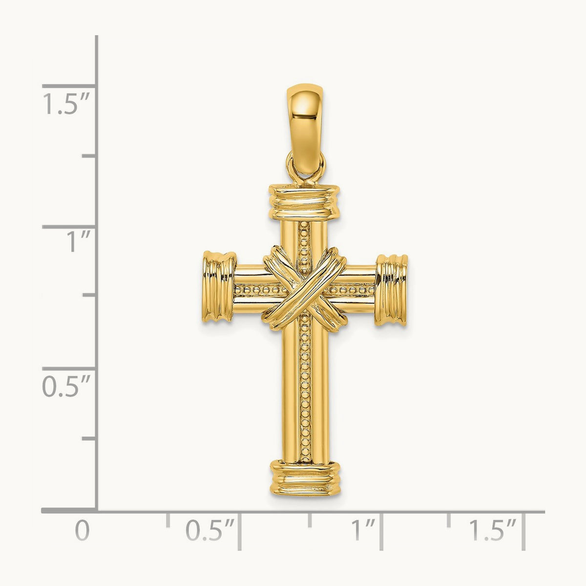 Polished w/ X In Center of Cross Charm, 14K