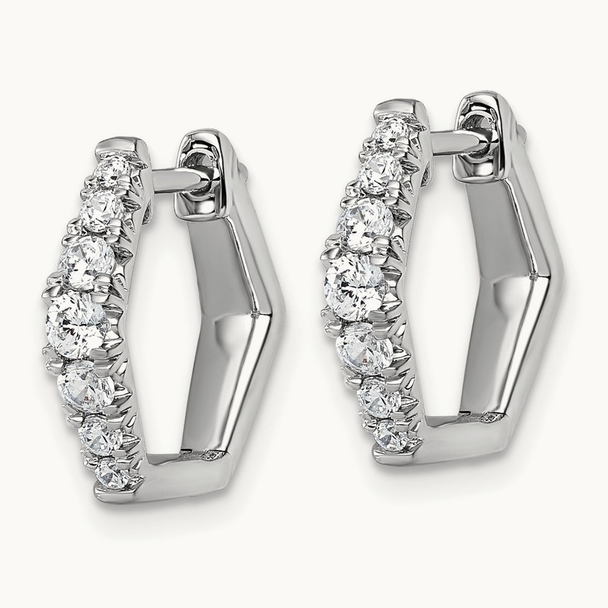 Fashion Hoop Earrings, 0.50-1.50 ct tw Lab-Grown Diamond — 1/2 ct, 14K White Gold