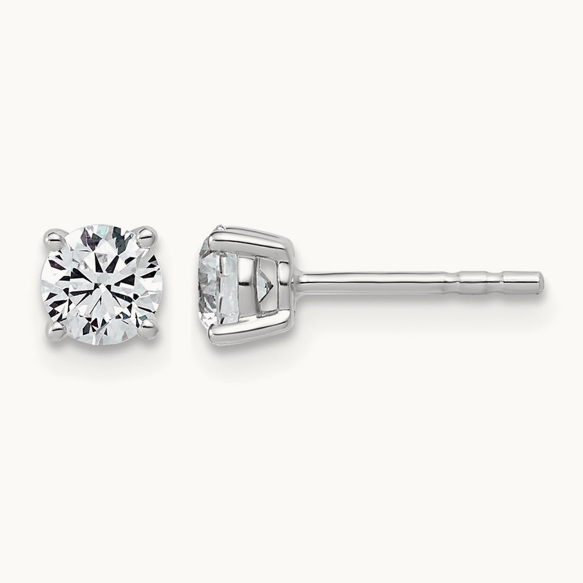 Round Lightweight Earrings, 0.25-6.00 ct tw Lab-Grown Diamond — 5/8 ct, 10K White Gold