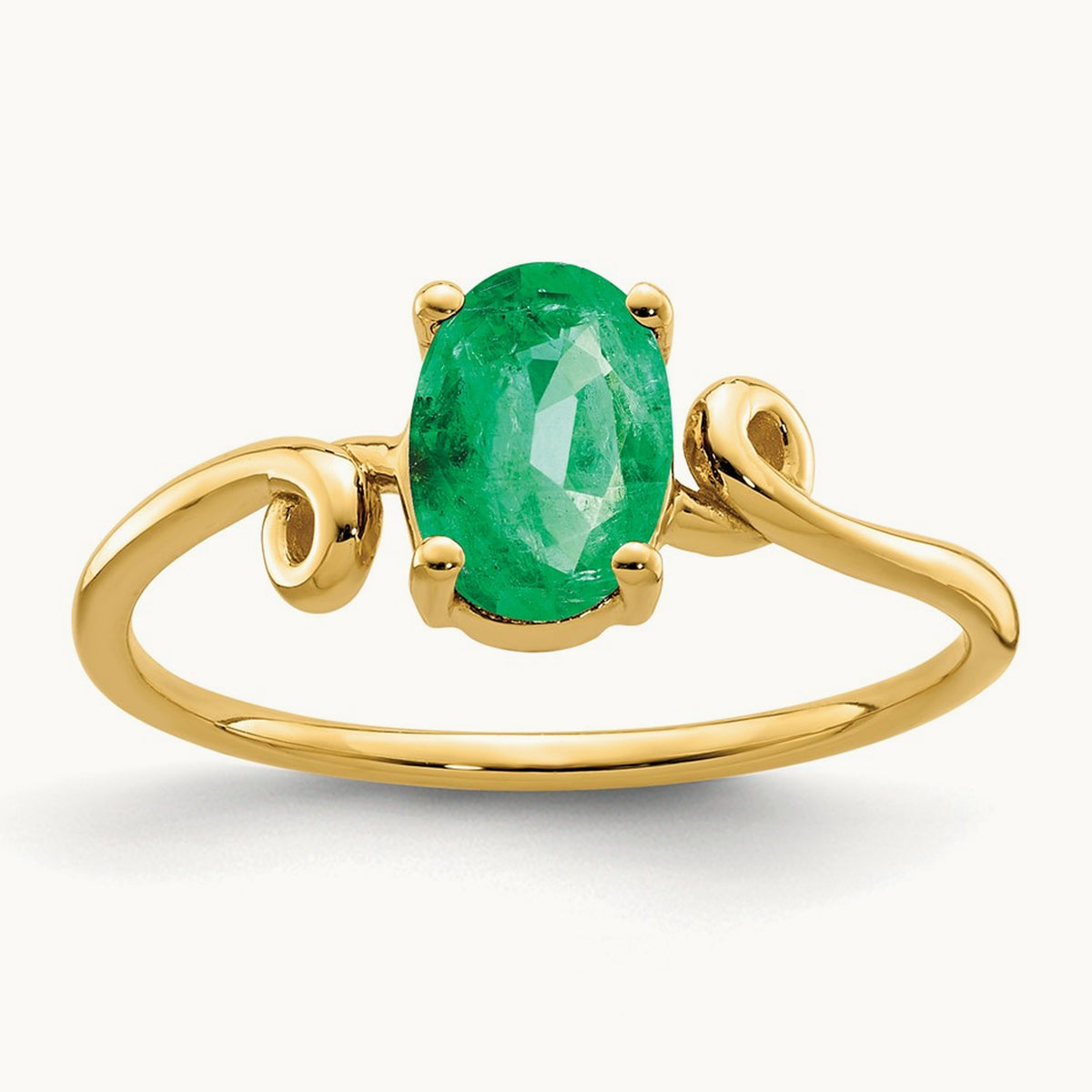 7x5mm Oval Emerald ring, 14K