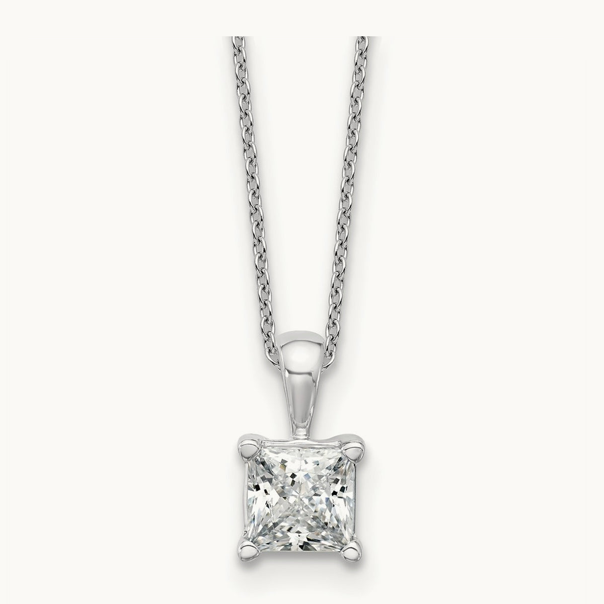 Princess Pendant Necklace, 0.50-2.00 ct tw Lab-Grown Diamond — 1 1/2 ct, 14K White Gold