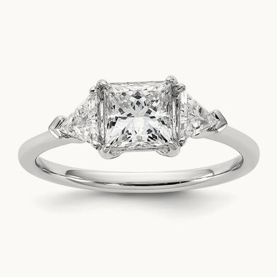 Princess/Trillion Engagement Ring, 1.50-4.00 ct tw Lab-Grown Diamond — 1 1/2 ct, 14K White Gold