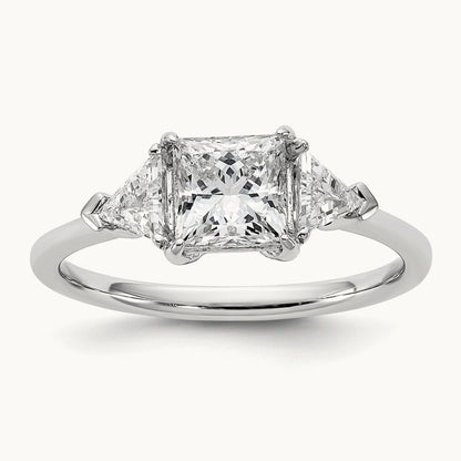 Princess/Trillion Engagement Ring, 1.50-4.00 ct tw Lab-Grown Diamond — 1 1/2 ct, 14K White Gold