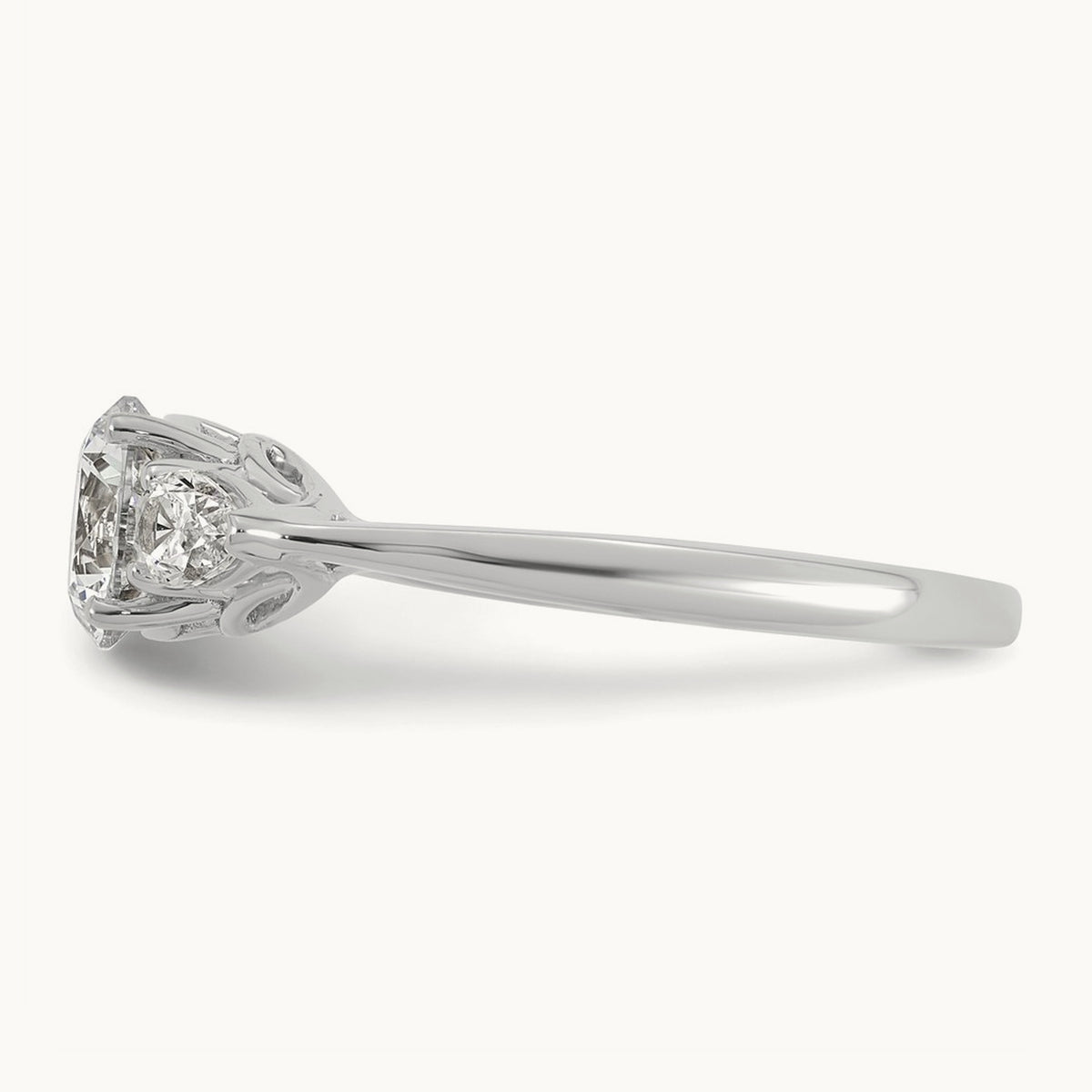 Round with Pear 3 Stone Engagement Ring, 1.25-3.50 ct tw Lab-Grown Diamond — 1 3/8 ct, 14K White Gold