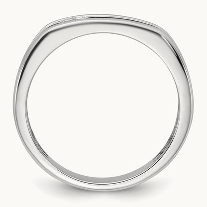 w/Black Rhodium IB Goodman Mens Complete 1/10ct Diamond Ring, 14K White Gold