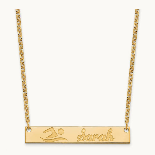 Sterling Silver/Gold-plated Medium Customized Bar Necklace