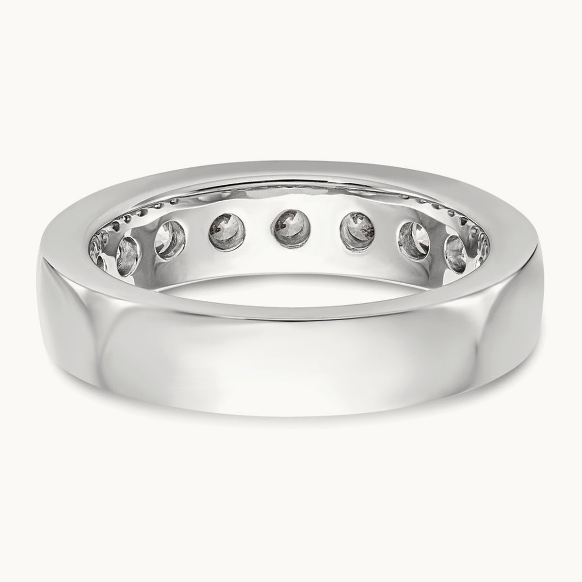 9-Stone Diamond Channel Band, 14K White Gold