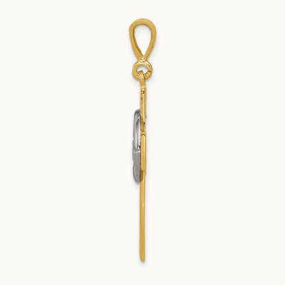 Claddagh Cross Pendant, 14K Two-tone