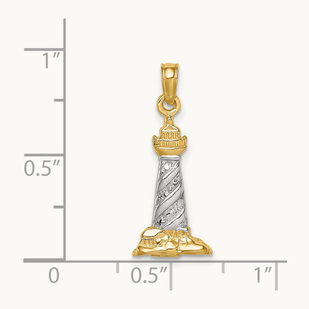 /Rhodium 3D St. Augustine Lighthouse Pendant, 14K White Gold