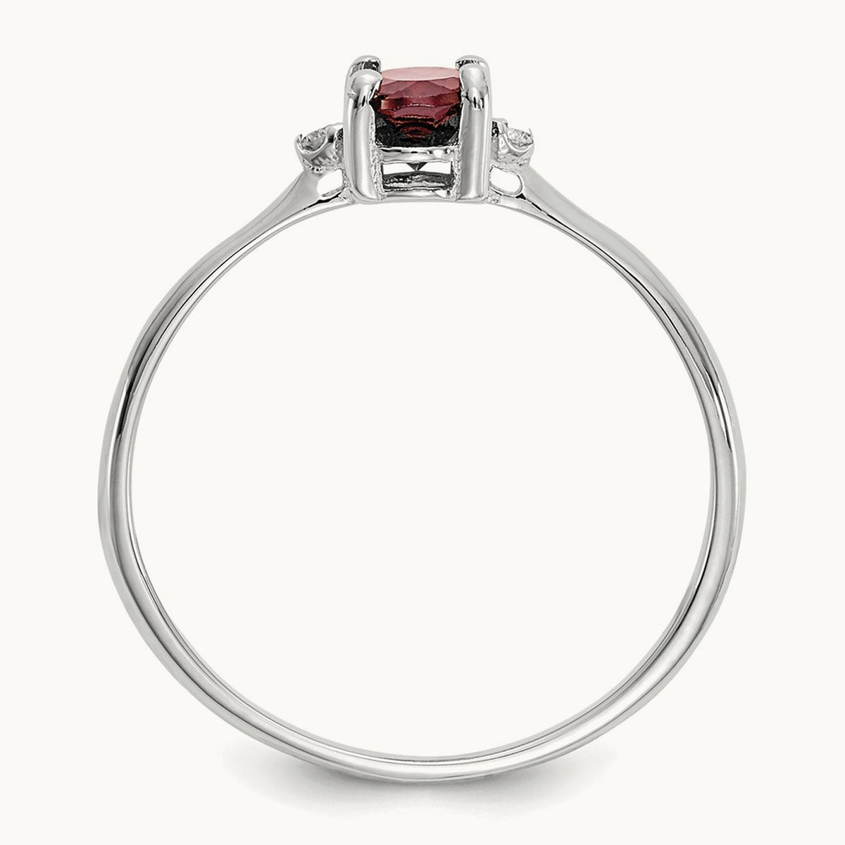 Diamond & Garnet Birthstone Ring — 14K White Gold, 6