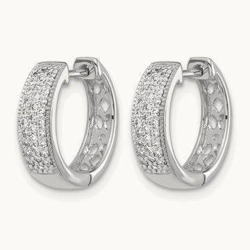 Diamond Hinged Hoop Earrings, 14K White Gold