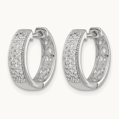 Diamond Hinged Hoop Earrings, 14K White Gold
