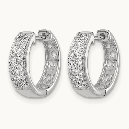 Diamond Hinged Hoop Earrings, 14K White Gold