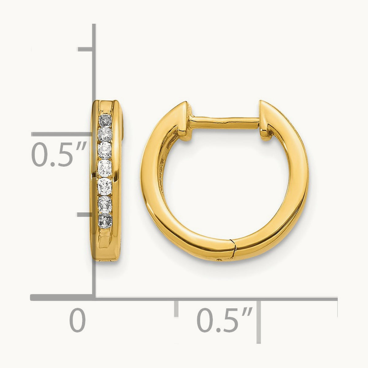 Diamond Hinged Hoop Earrings — 14K Yellow Gold