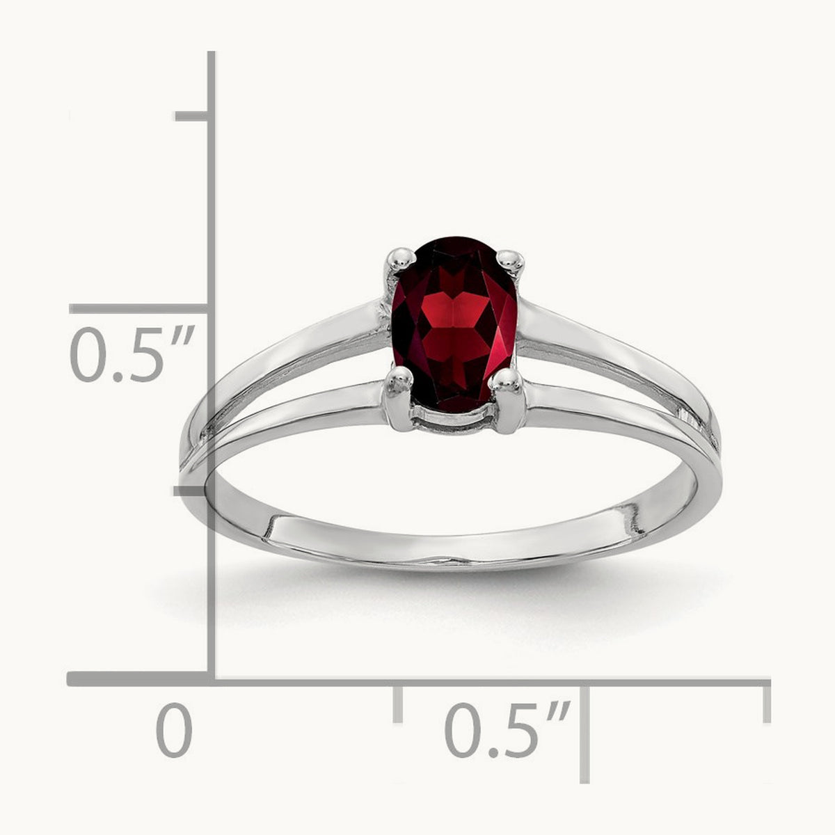 6x4mm Oval Garnet ring, 14K White Gold