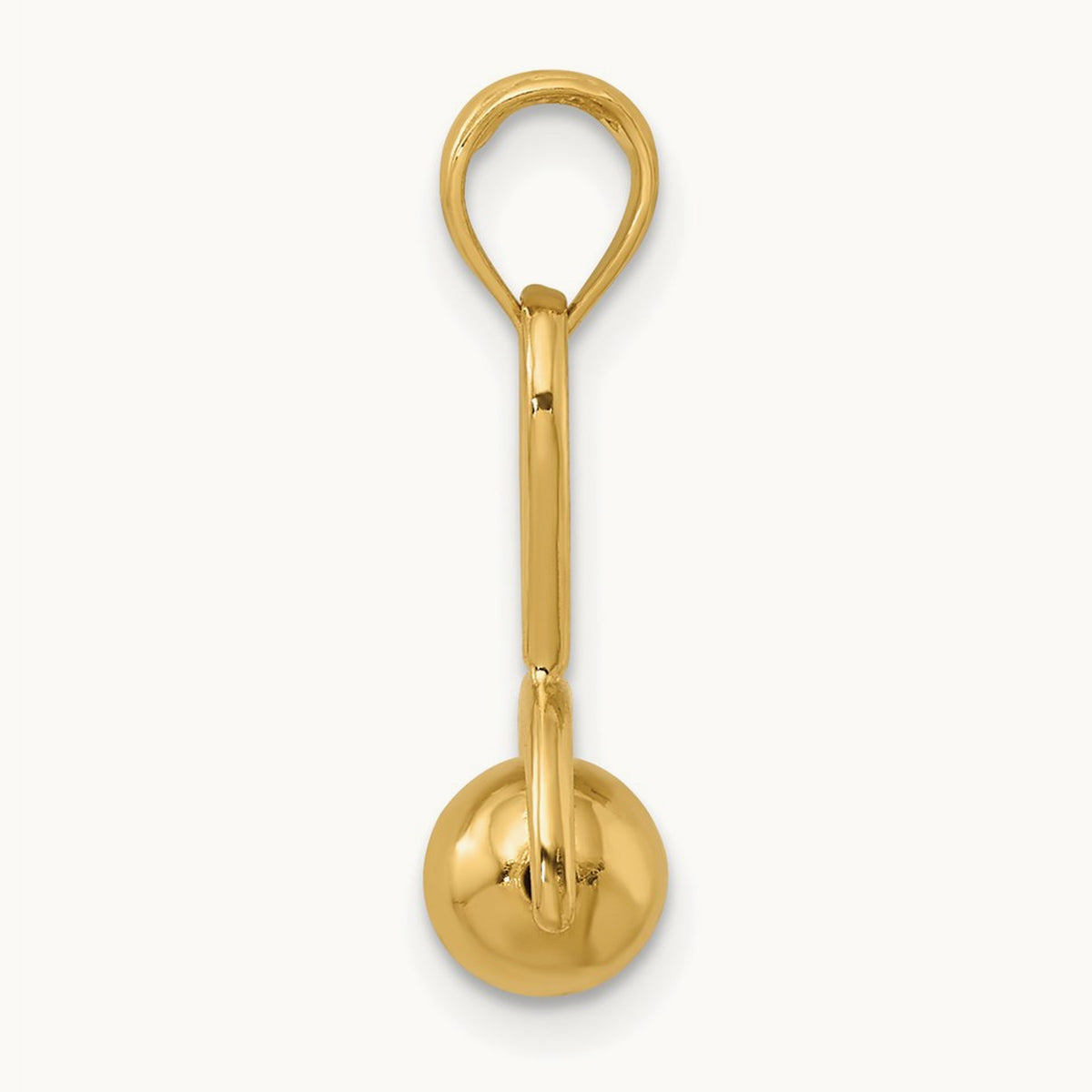 3-D Baby Rattle with Moveable Ball Charm, 14K