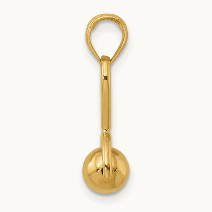 3-D Baby Rattle with Moveable Ball Charm, 14K
