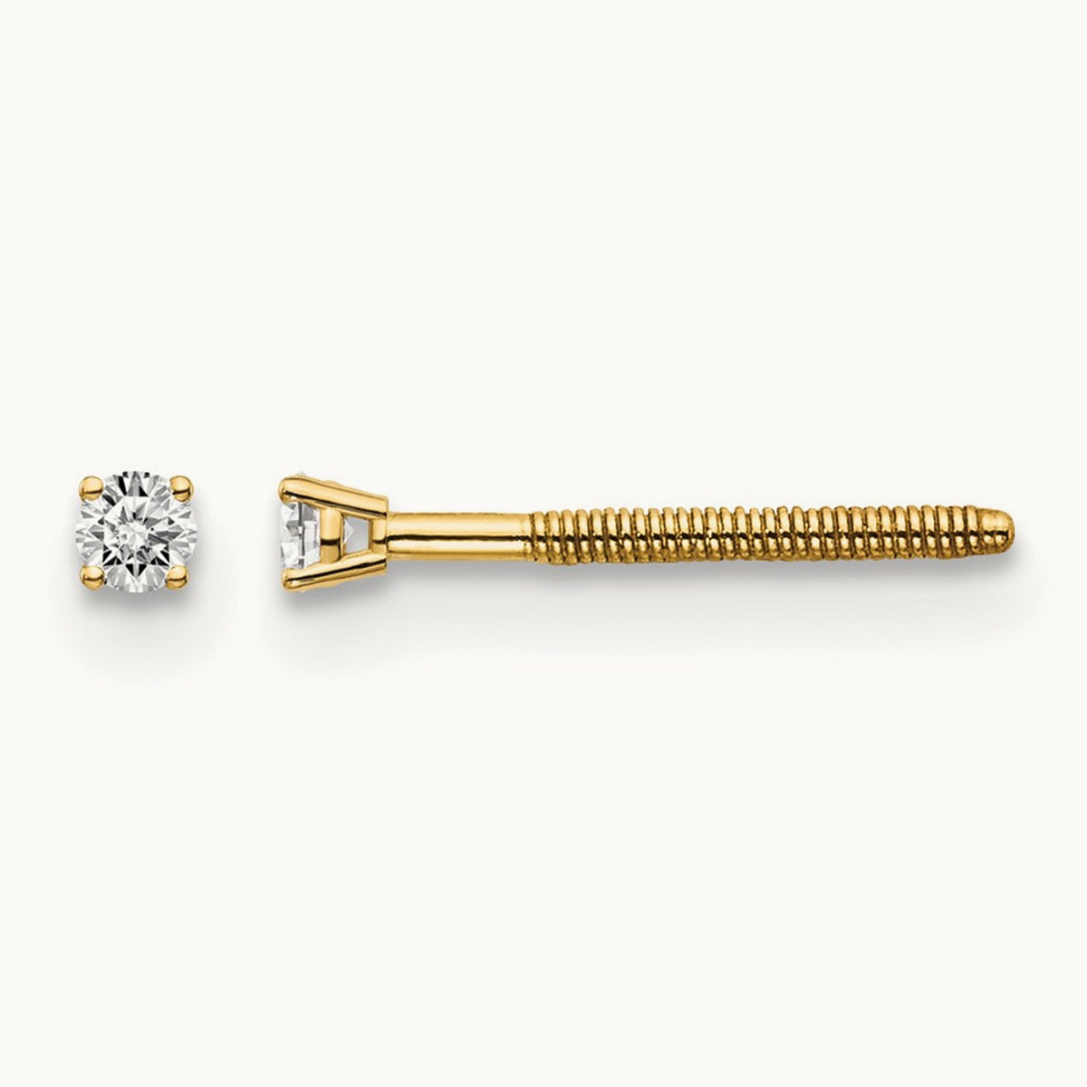 Diamond Stud Thread on/off Post Earrings — 14K Yellow Gold, 1.7mm