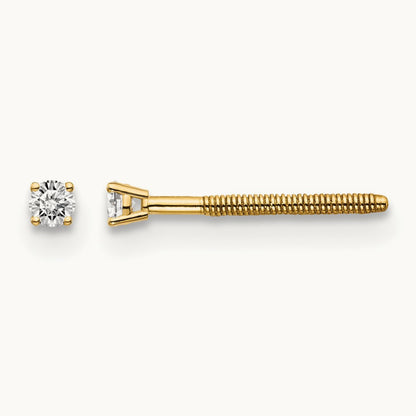 Diamond Stud Thread on/off Post Earrings — 14K Yellow Gold, 1.7mm