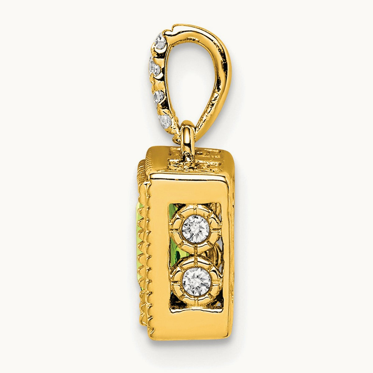 Square Citrine and Diamond Pendant, 14K