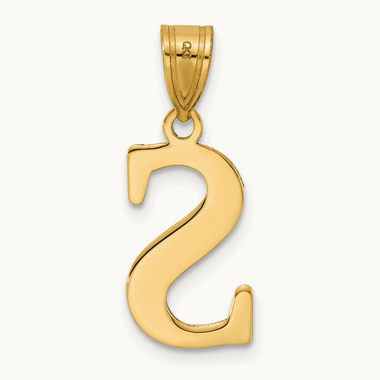 Polished Etched Letter S Initial Pendant, 14K