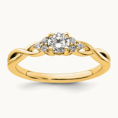 Round Halo Engagement Ring — 10K Yellow Gold, 7