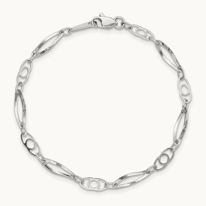 7in Polished Fancy Link Bracelet — 14K White Gold
