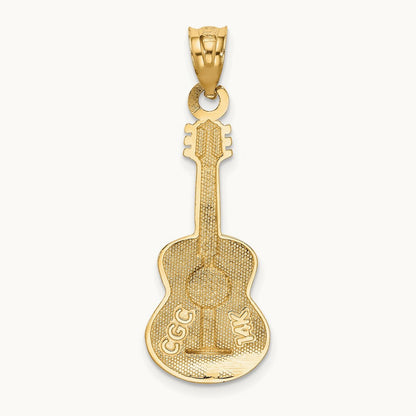 Enameled Guitar Pendant, 14K