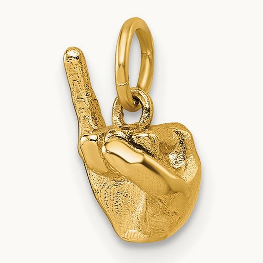 American Sign Language Alphabet Fingerspelling Sign I Pendant, 14K