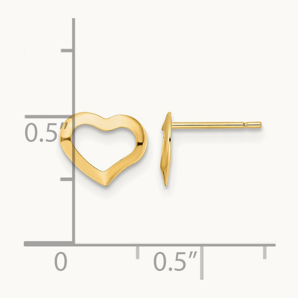 Polished Heart Post Earrings, 14K