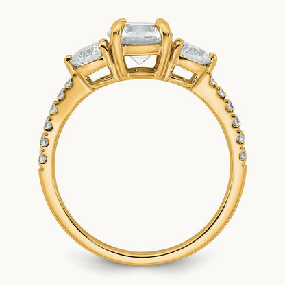Round 3 Stone Engagement Ring, 1.50-3.00 ct tw Lab-Grown Diamond — 1 5/8 ct, 14K Yellow Gold