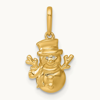 Madi K Polished Snowman Pendant, 14K
