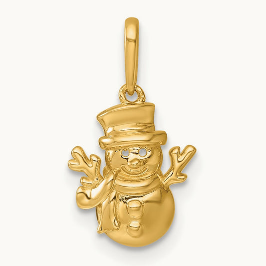 Madi K Polished Snowman Pendant, 14K