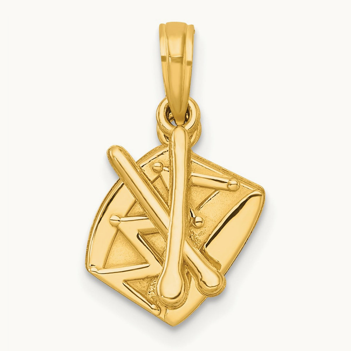 Polished Drumsticks and Drum Pendant, 14K