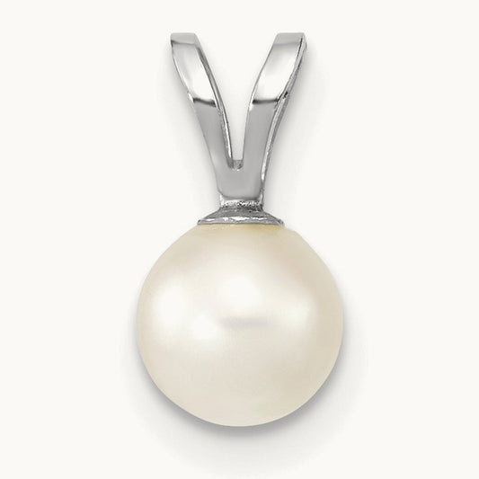 5- Round White Saltwater Akoya Pendant, 6mm, 14K White Gold