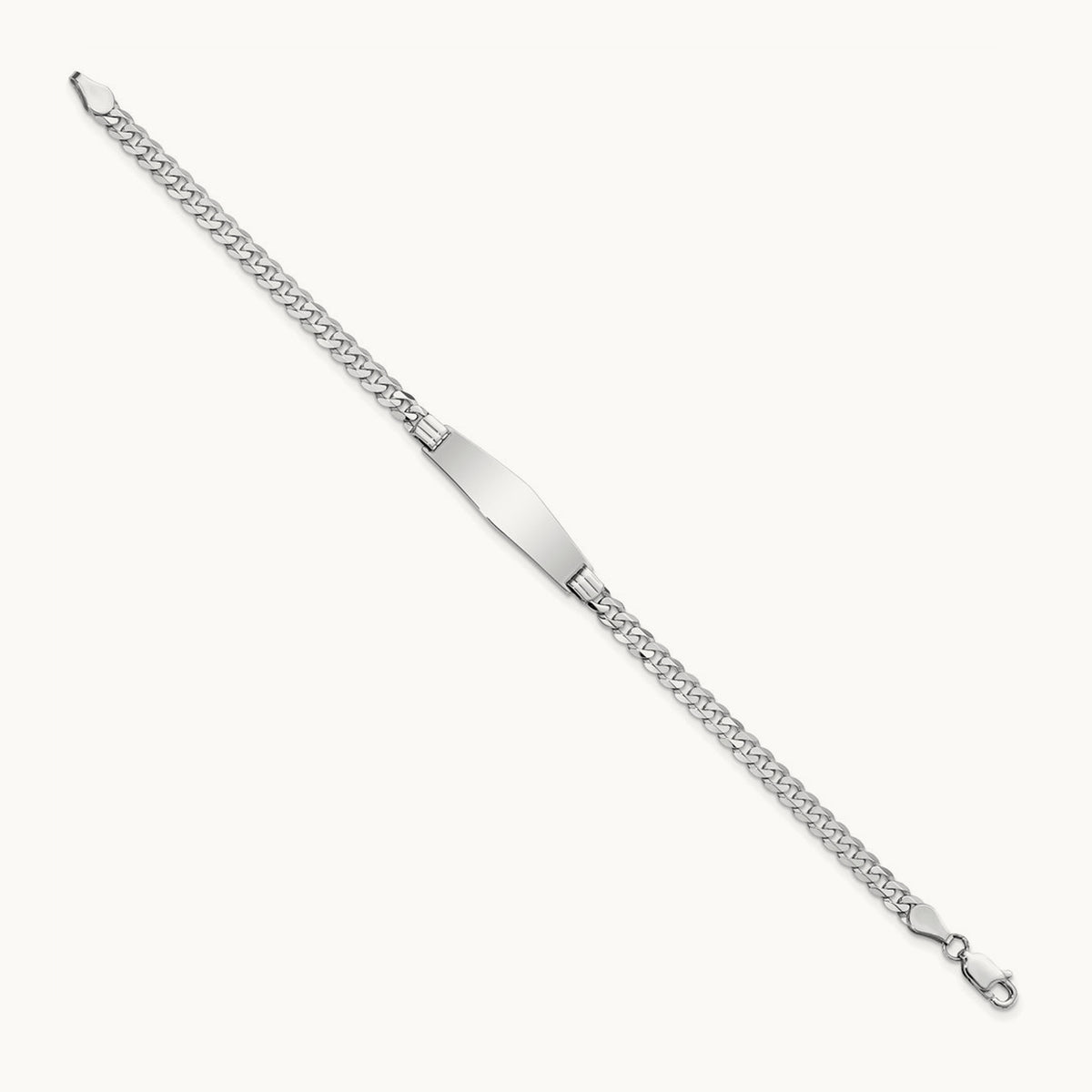 WG Soft Diamond Shape Flat Curb Link ID Bracelet, 14K