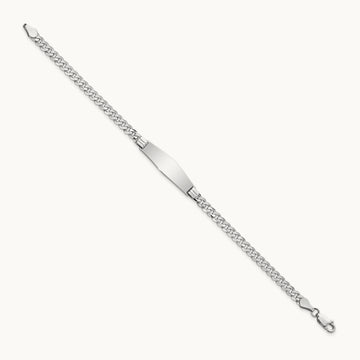 WG Soft Diamond Shape Flat Curb Link ID Bracelet, 14K