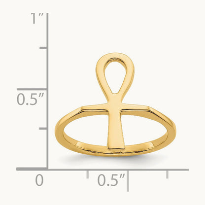 Polished Ankh Egyptian Cross Ring, 14K