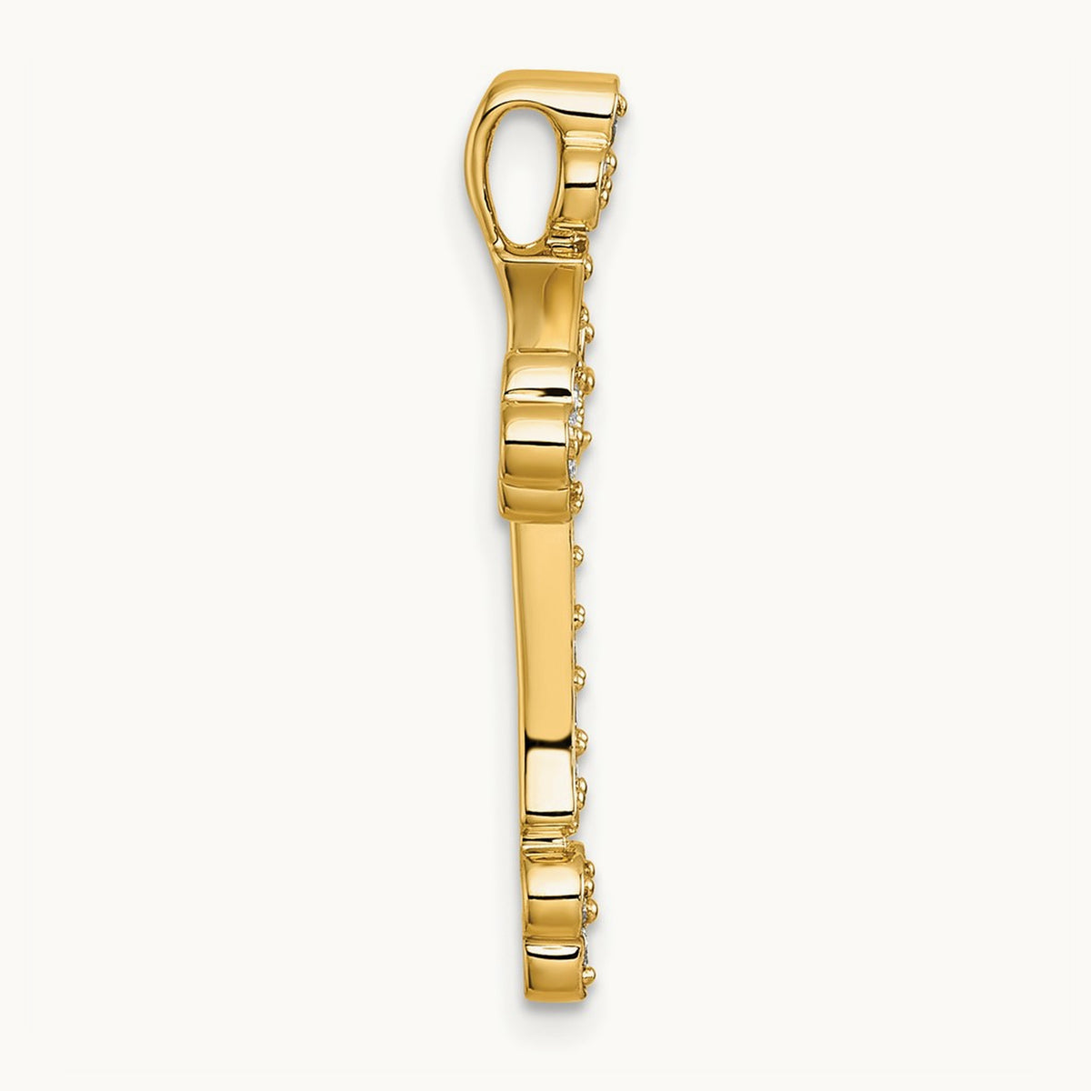 Diamond Budded Cross Chain Slide — 14K Yellow Gold, 29mm