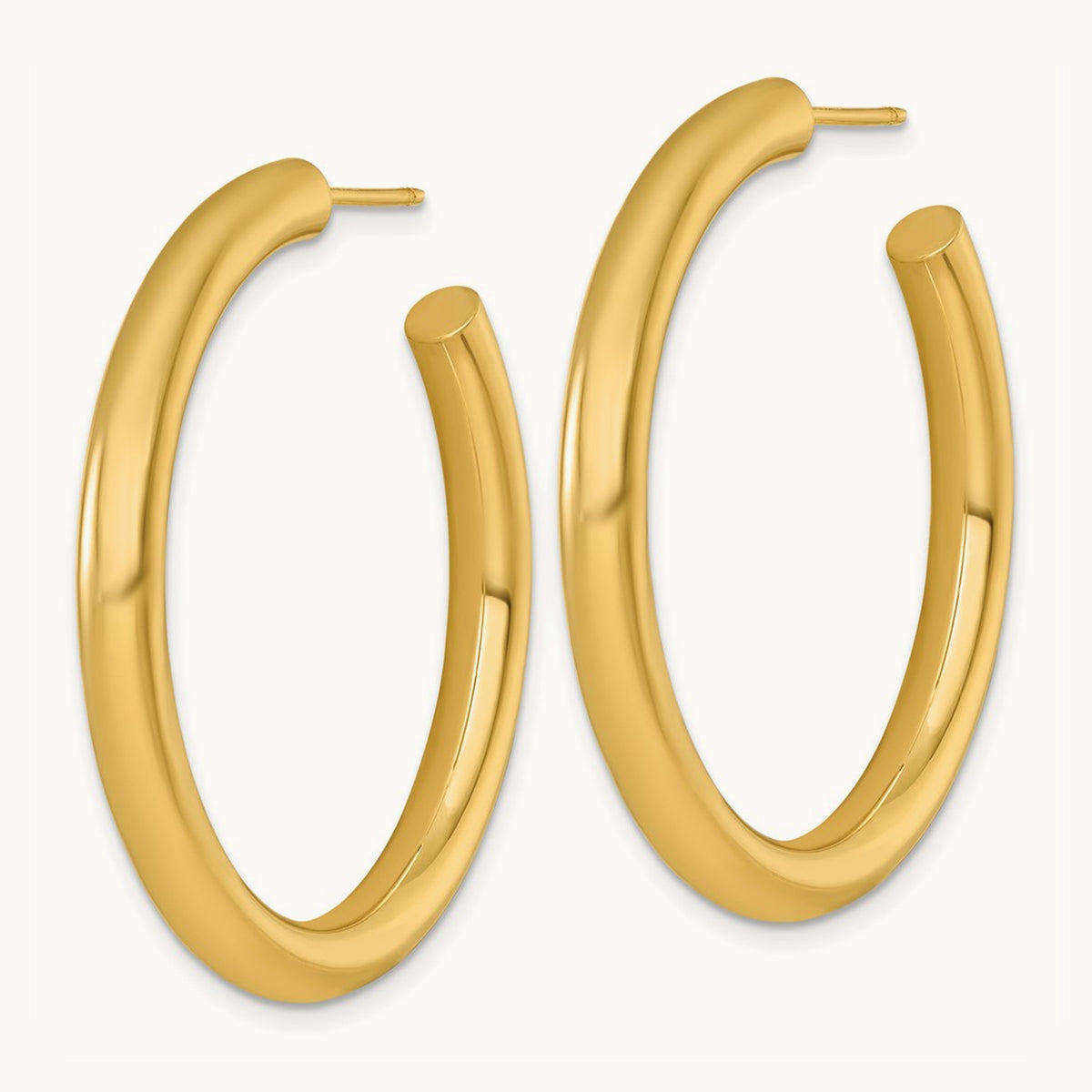4.0 x Polished Post Hoop Earrings, 40mm, 14K