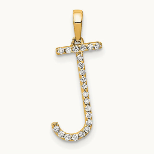 Diamond Letter J Initial Pendant, 14K