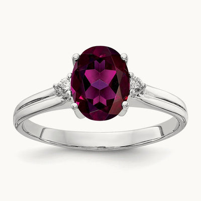 Oval Rhodolite Garnet AA Diamond ring — photo set
