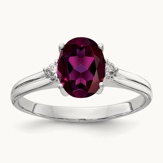 Oval Rhodolite Garnet AA Diamond ring — photo set