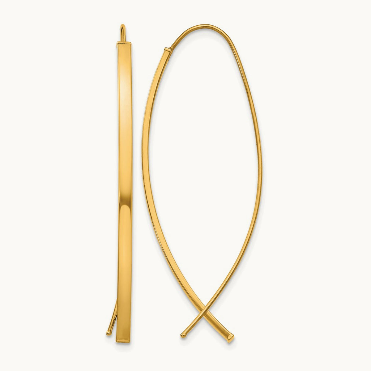 Square Tube Wire Threader Earrings — 14K Yellow Gold
