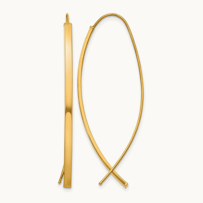 Square Tube Wire Threader Earrings — 14K Yellow Gold
