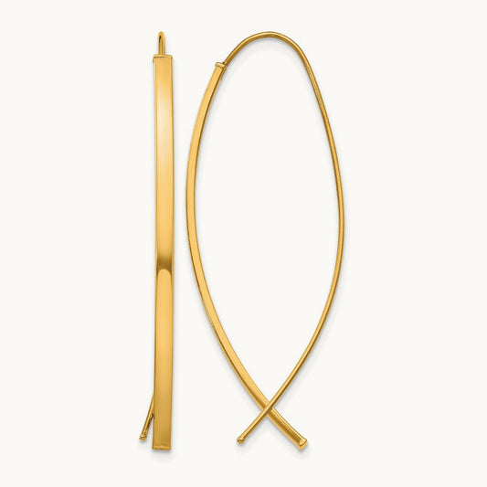 Square Tube Wire Threader Earrings — 14K Yellow Gold