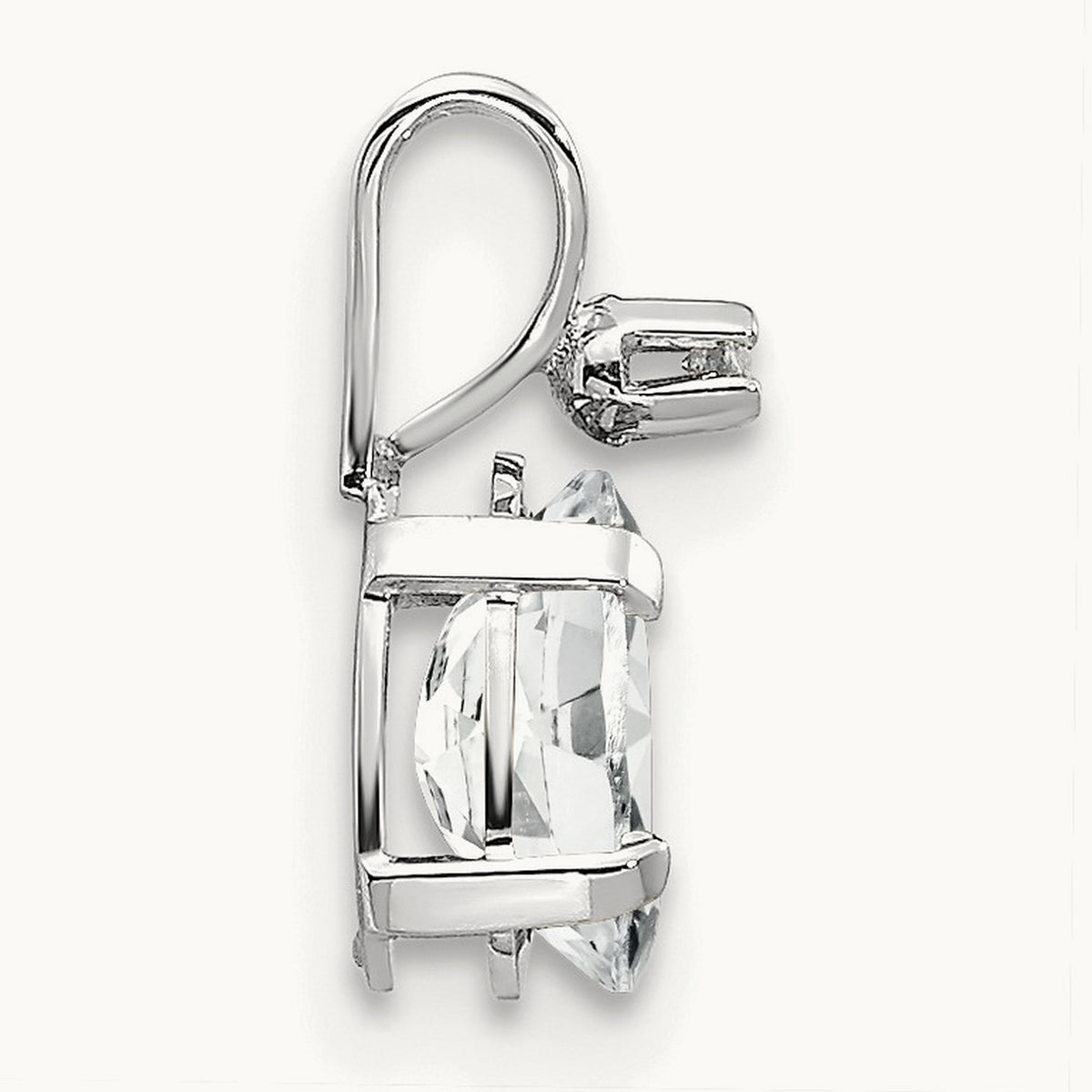Diamond & White Topaz Birthstone Pendant — 14K White Gold
