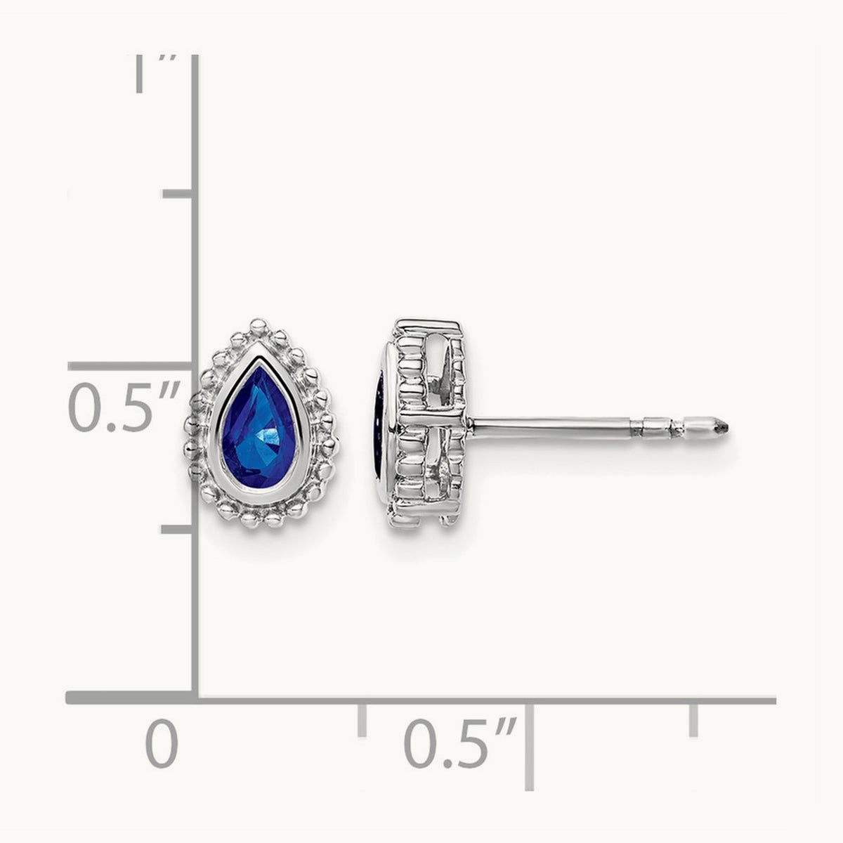 Pear Sapphire Post Earrings — 14K White Gold