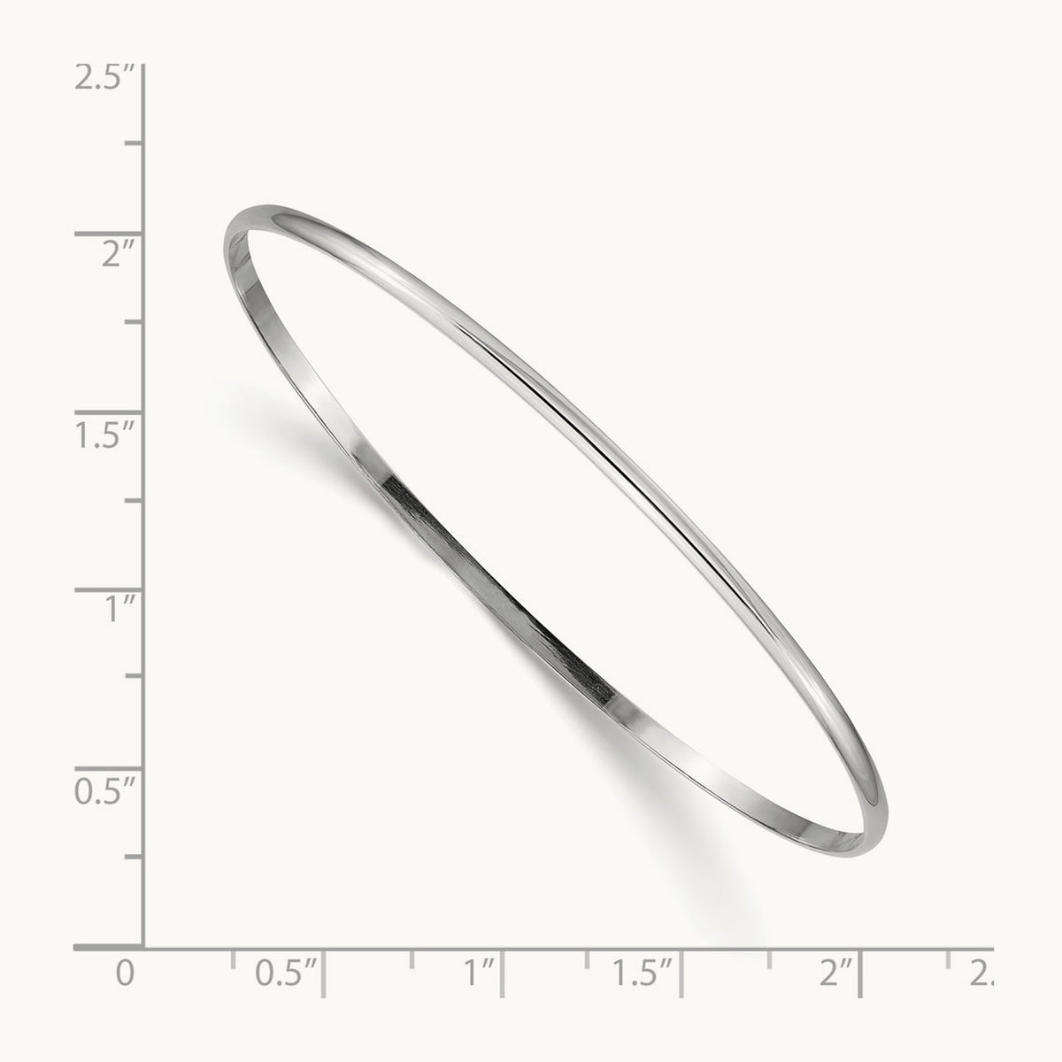 Solid Polished Half-Round Slip-On Bangle — 14K White Gold, 2mm